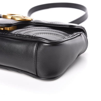 Gucci Calfskin Matelasse Mini GG Marmont Shoulder Bag Black 9 of 11