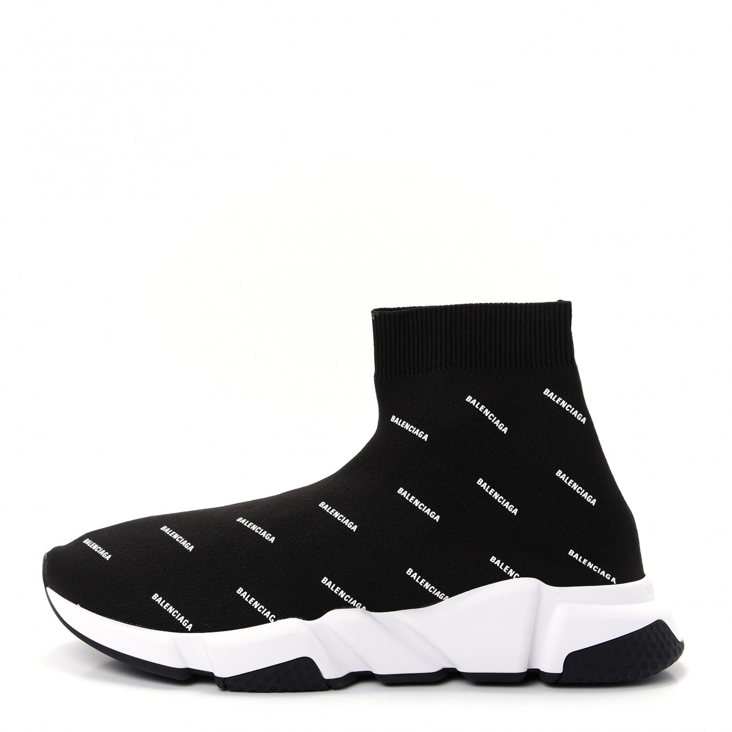 Neoprene Knit Allover Logo Bi-Color Sole Mens Speed Sneakers 42 Black White