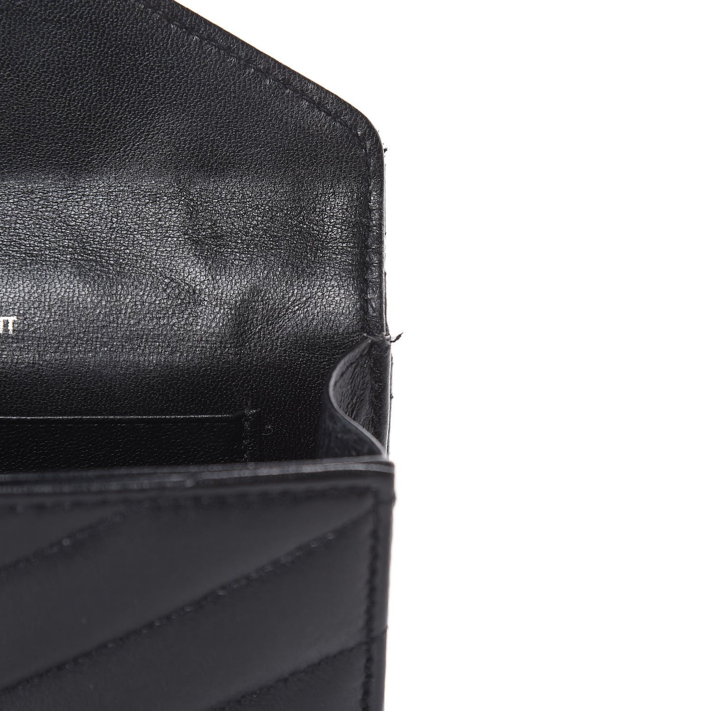Lambskin Y Quilted Monogram Small Loulou Envelope Wallet Black