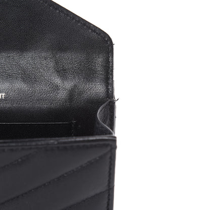 Saint Laurent Lambskin Y Quilted Monogram Small Loulou Envelope Wallet Black 9 of 14