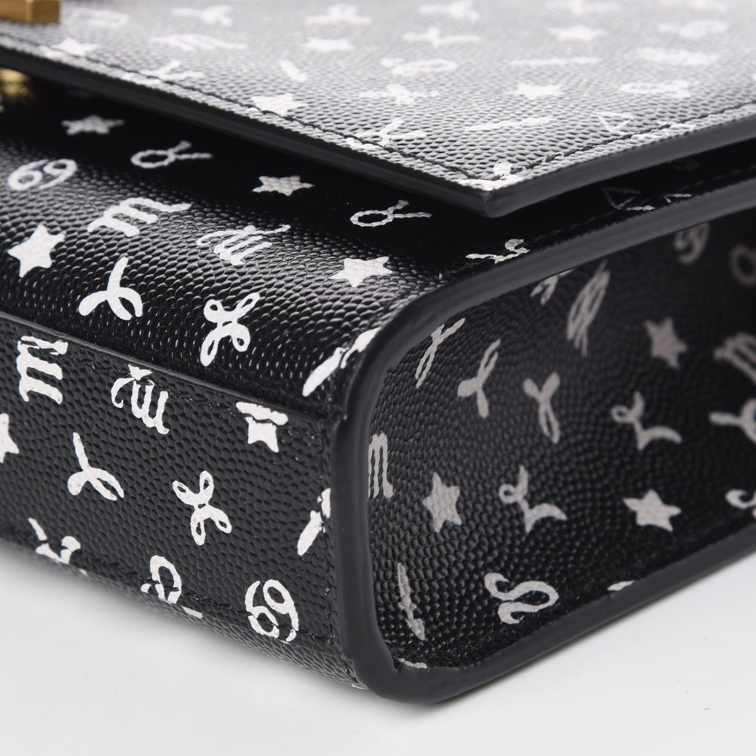 Saint Laurent Grain De Poudre Zodiac Print Small Monogram Kate Satchel Black 6 of 10