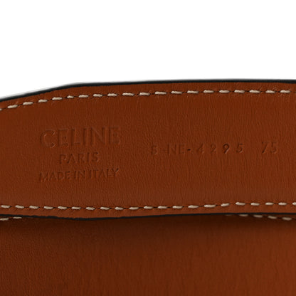 Celine Box Calfskin Medium 25mm Triomphe Reversible Belt 75 30 Black Tan 5 of 8