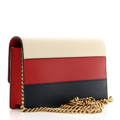 Gucci Calfskin Queen Margaret Chain Wallet Blue Agata Hibiscus Red Mystic White 3 of 9