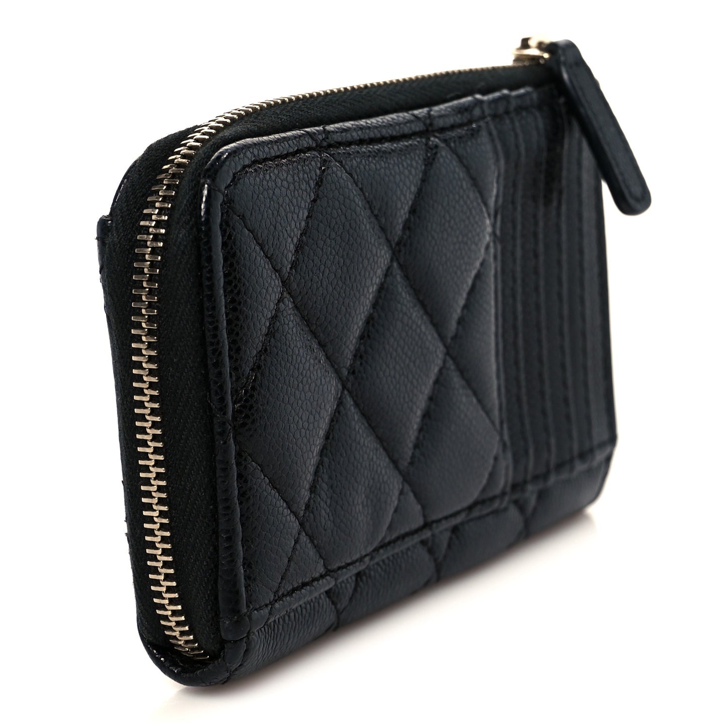 Caviar Quilted CC Zip Around Card Holder Black