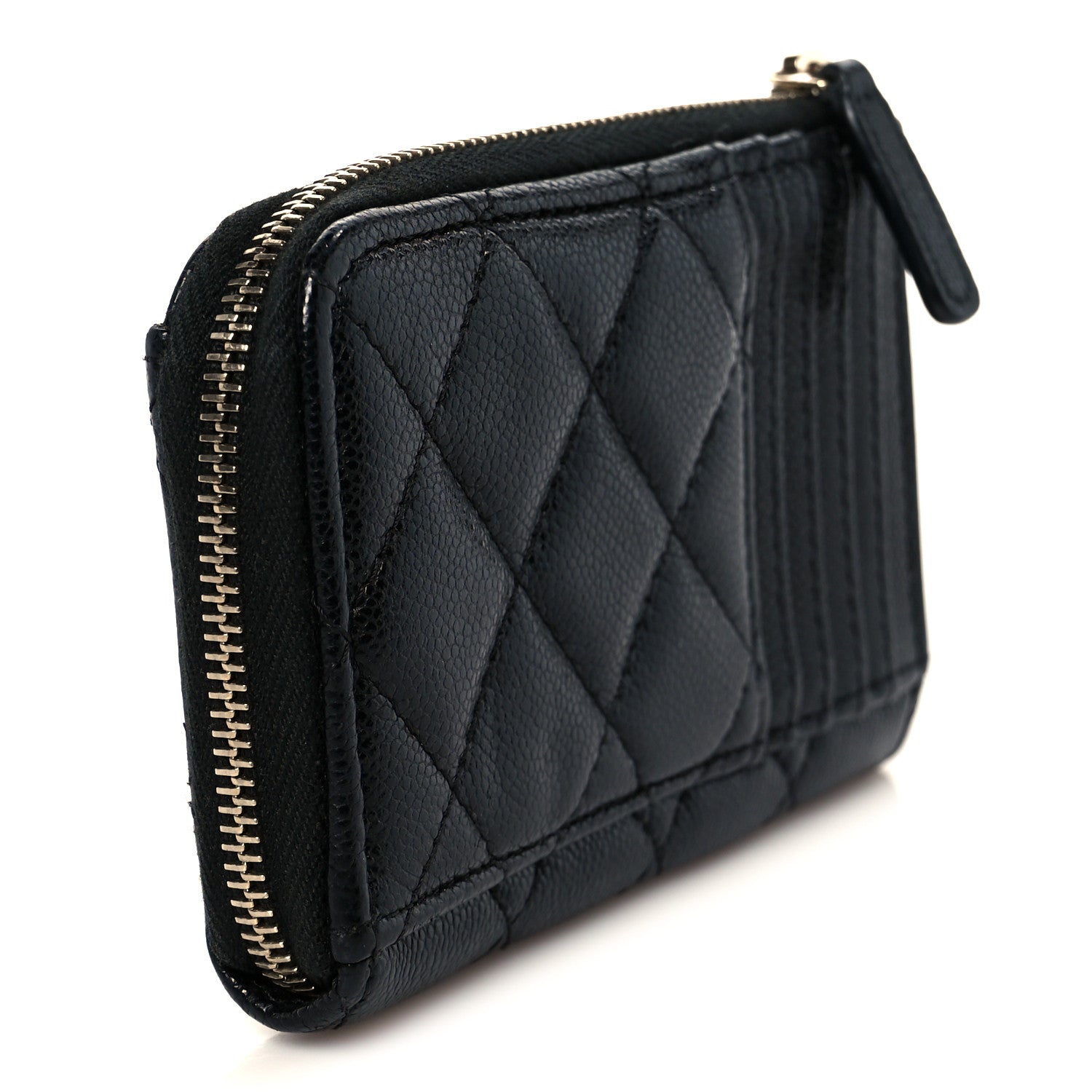 Chanel Caviar Quilted CC Zip Around Card Holder Black 3 of 8