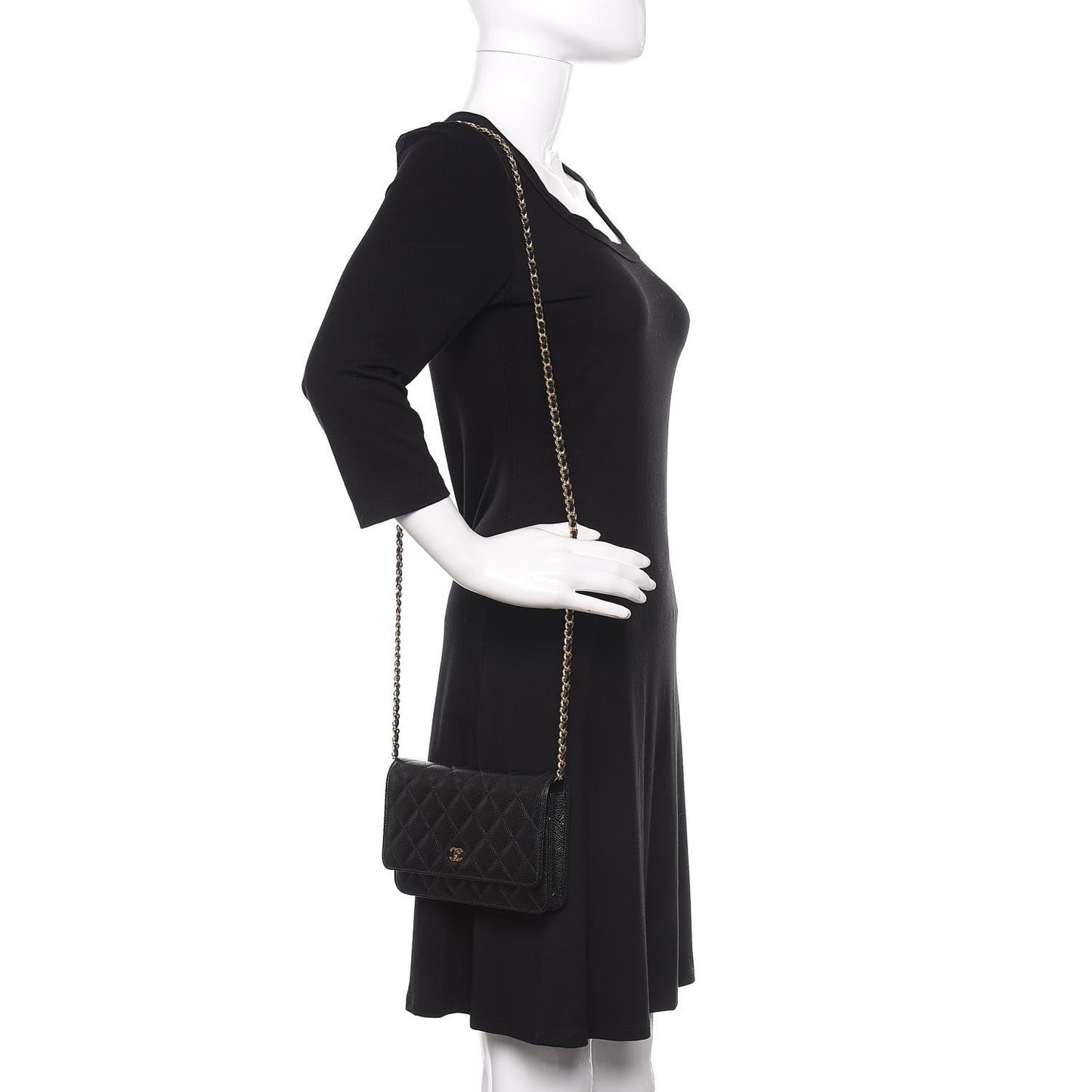 Caviar Quilted Wallet On Chain WOC Black