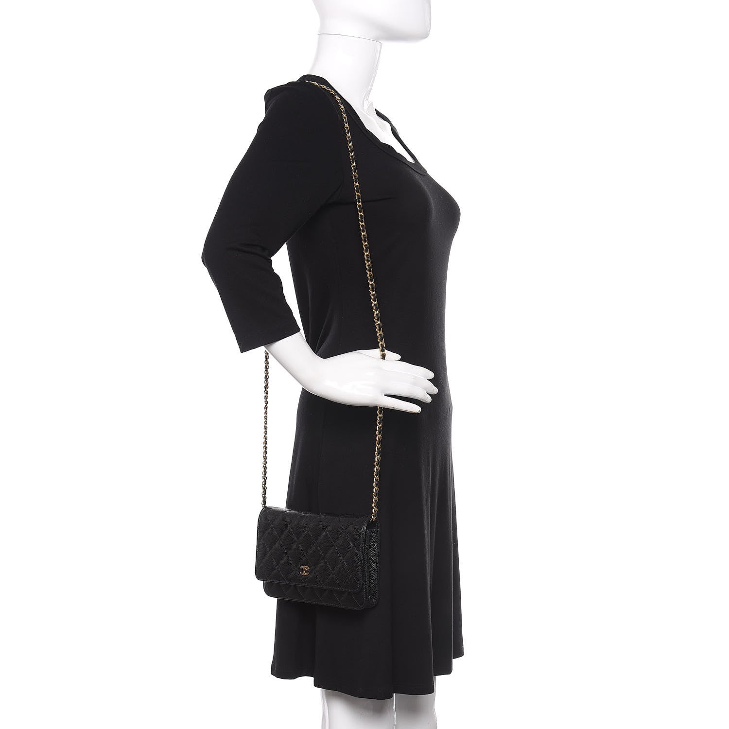 Chanel Caviar Quilted Wallet On Chain WOC Black 2 of 12