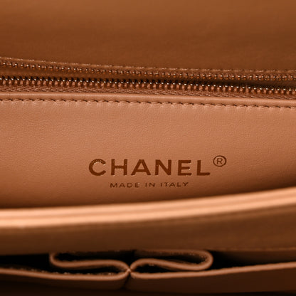 Chanel Lambskin Quilted Coco Lux Top Handle Flap Dark Beige 5 of 9