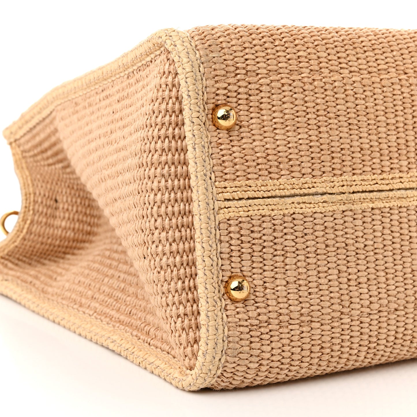 Straw Vitello King Plexiglass Woven Medium Fendi Sunshine Shopper Tote Natural Black