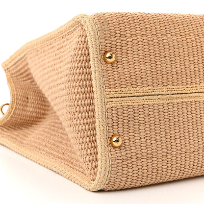 Fendi Straw Vitello King Plexiglass Woven Medium Fendi Sunshine Shopper Tote Natural Black 9 of 11