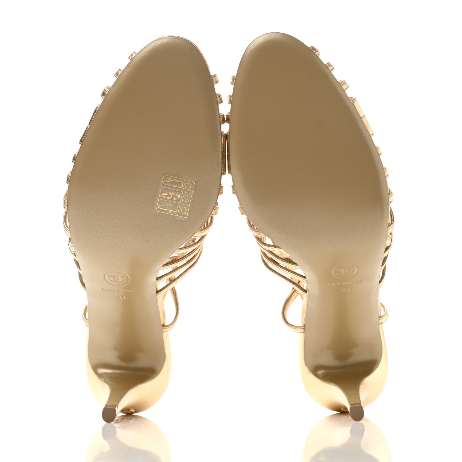 Chanel Laminated Lambskin Camellia Sandals 41 Gold 5 of 9