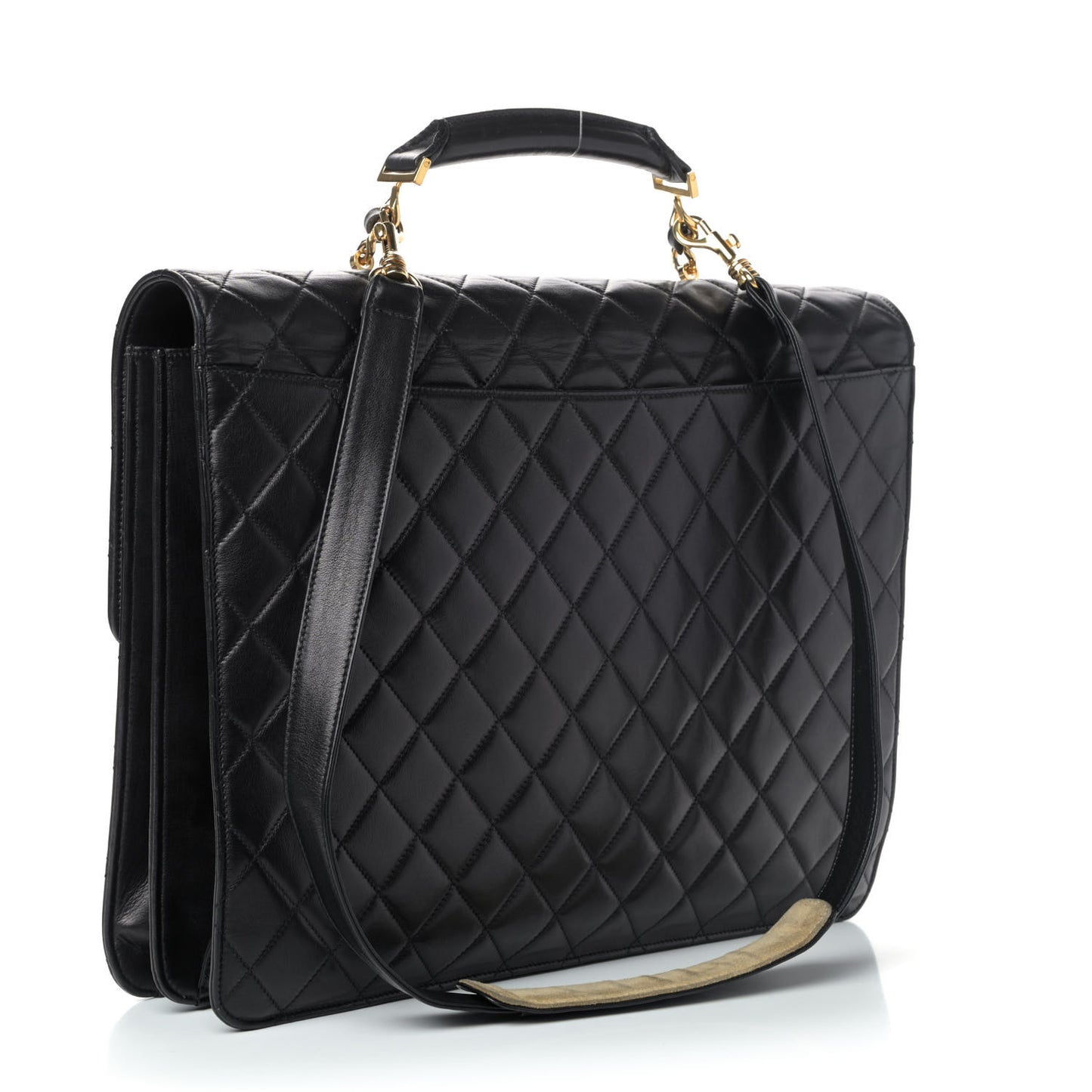 Lambskin Quilted Briefcase Bag Black
