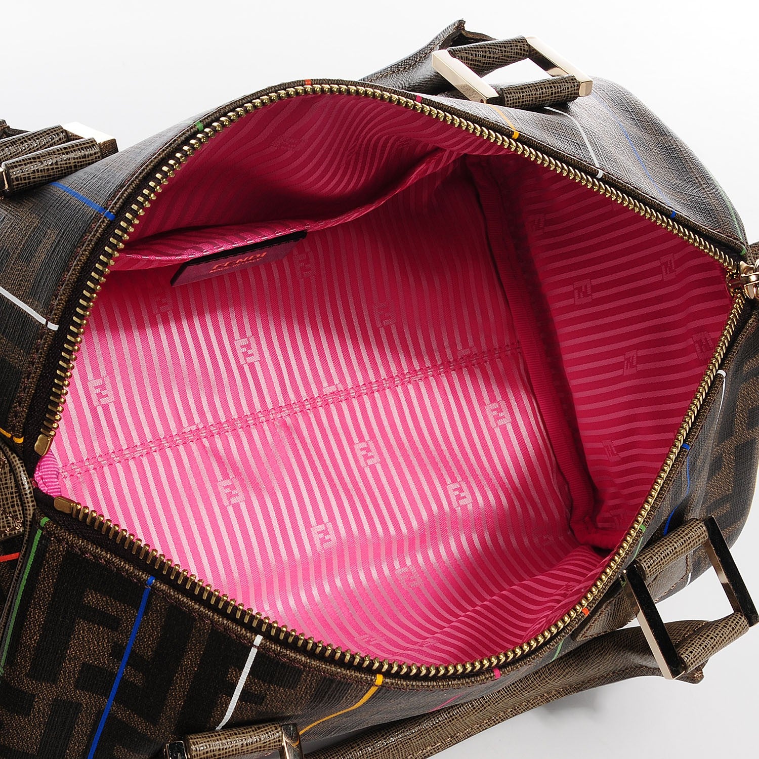 Fendi Zucca Spalmati Striped Boston Tobacco Multicolor 5 of 11