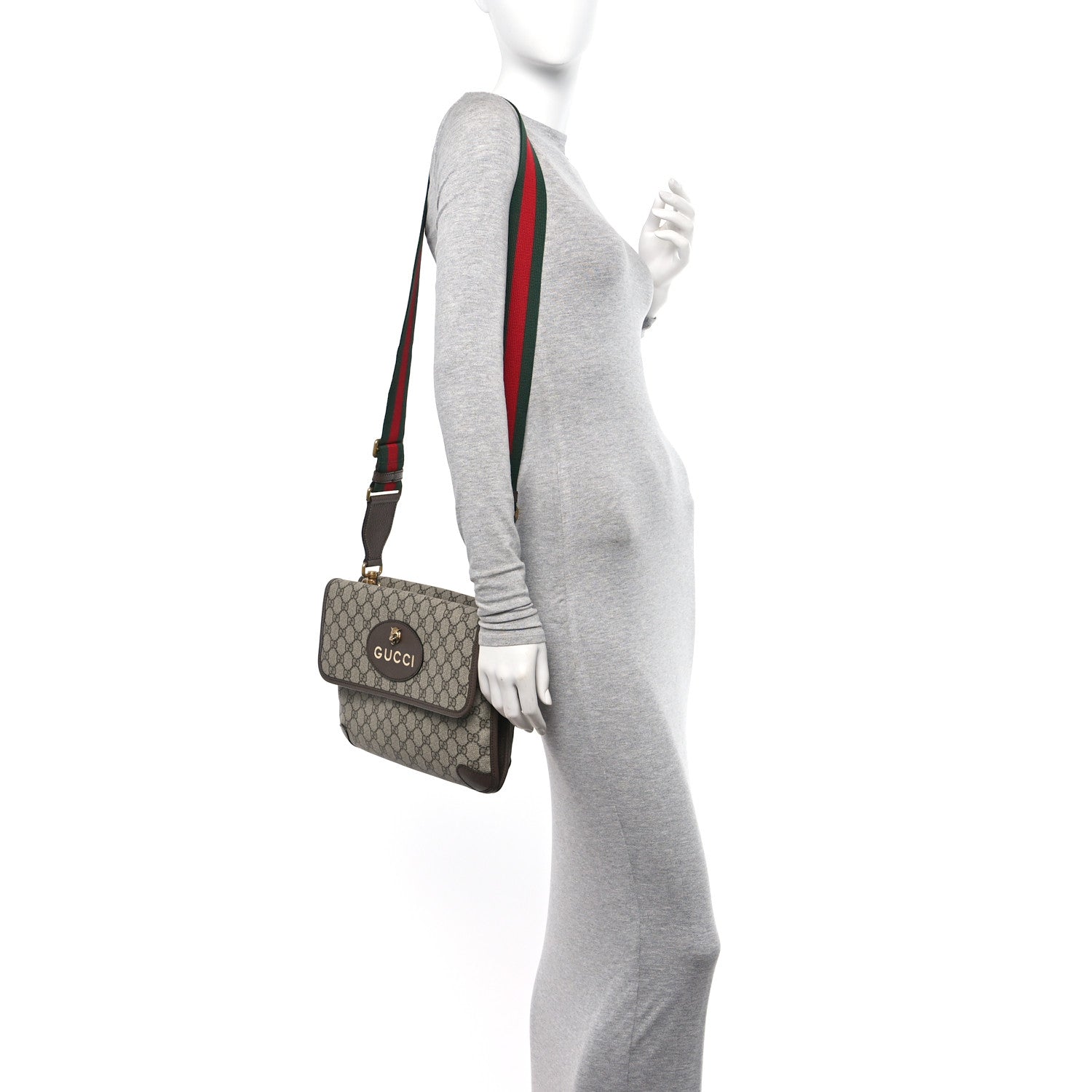 Gucci GG Supreme Monogram Web Neo Vintage Double Flap Messenger Bag Beige New Acero 2 of 10