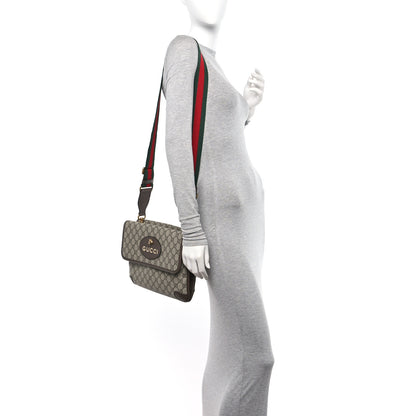Gucci GG Supreme Monogram Web Neo Vintage Double Flap Messenger Bag Beige New Acero 2 of 10