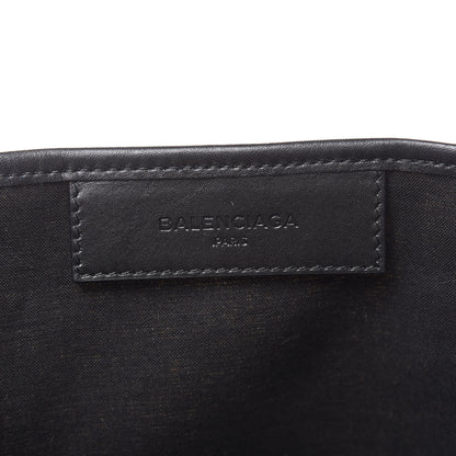 Balenciaga Cotton Canvas Satin Calfskin S Navy Cabas Natural Black 7 of 11