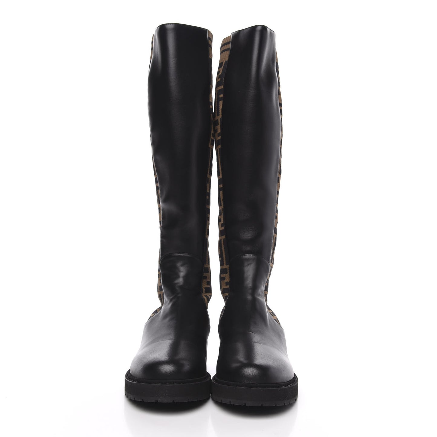Nappa Microfiber Fabric FF Rockoko Tall Boots 38.5 Black Tobacco