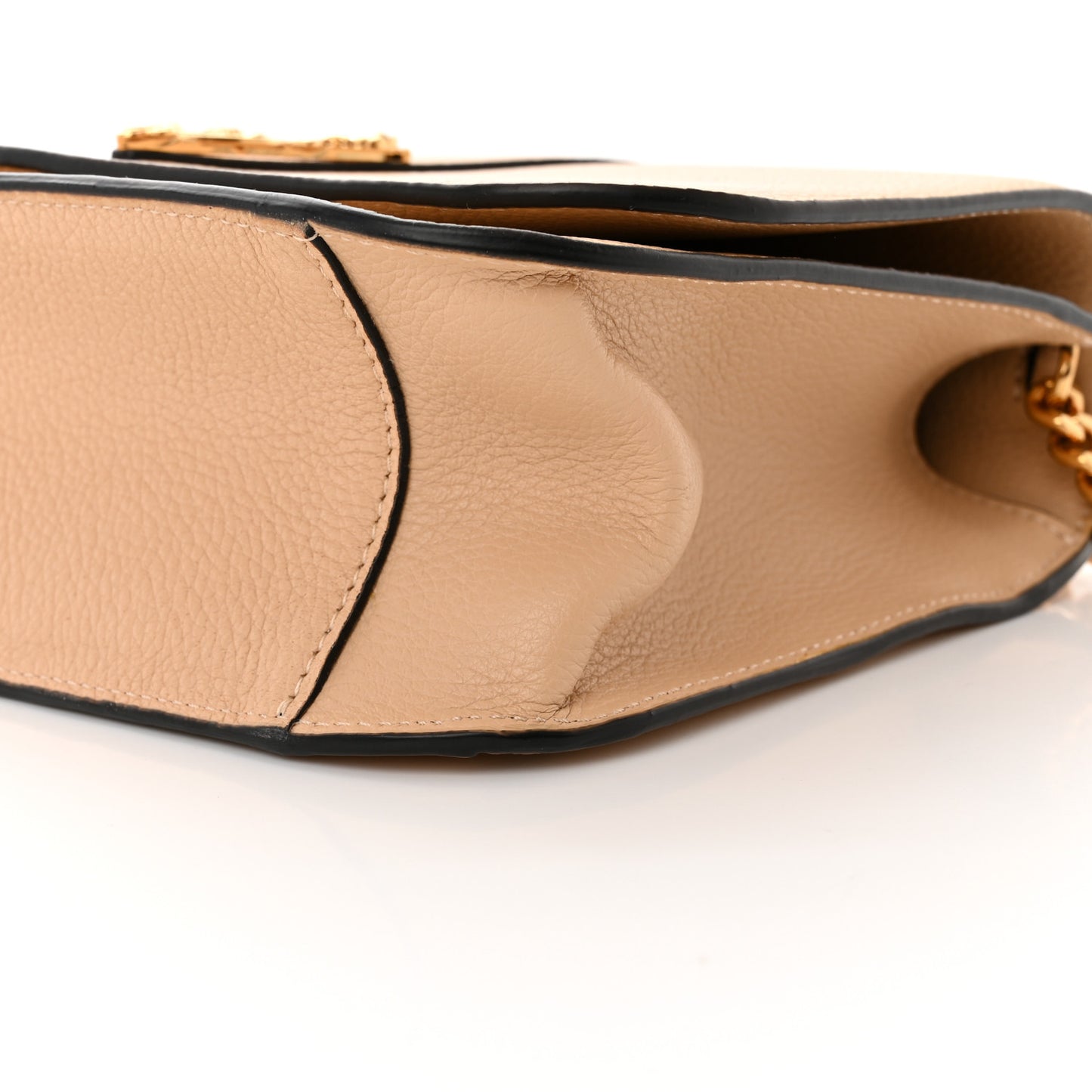 Grained Calfskin Virtus Shoulder Bag Beige