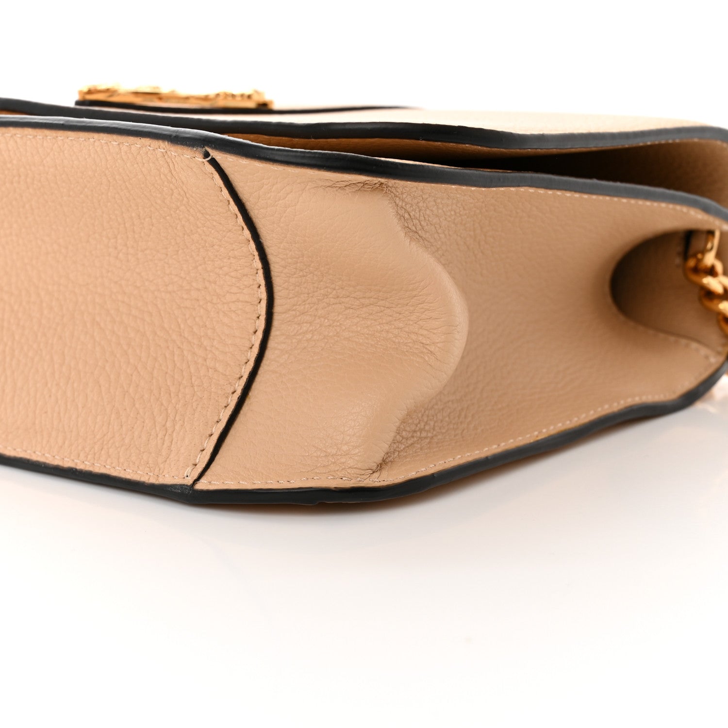 Versace Grained Calfskin Virtus Shoulder Bag Beige 10 of 10