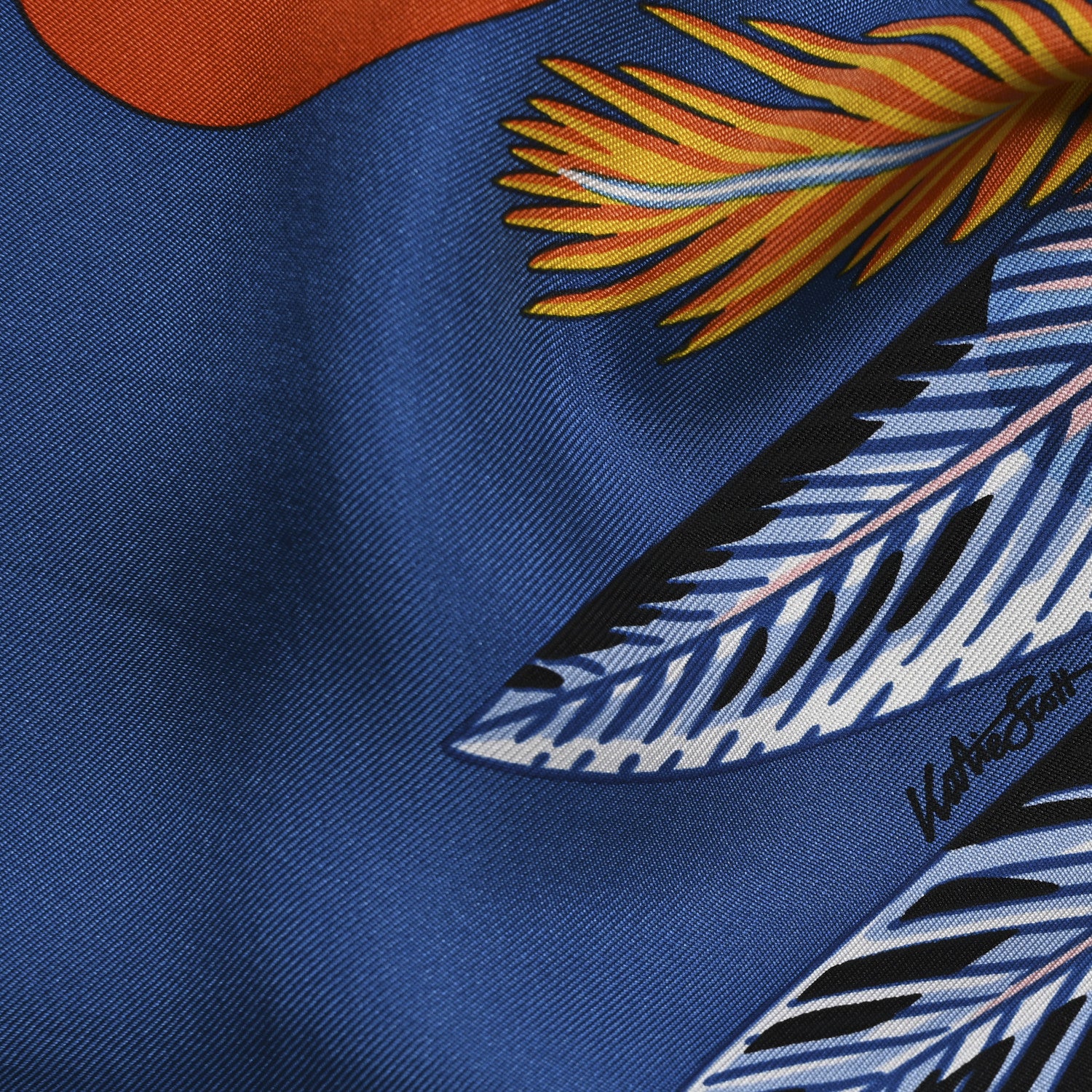 Hermes Silk Giant Toucans De Paradis Scarf 140 Bleu Cobalt Orange 6 of 7