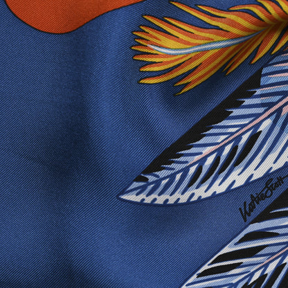 Hermes Silk Giant Toucans De Paradis Scarf 140 Bleu Cobalt Orange 6 of 7