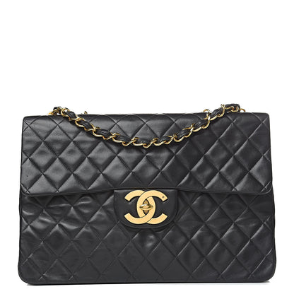 Chanel Lambskin Quilted XL Jumbo Single Flap Black 1 of 17