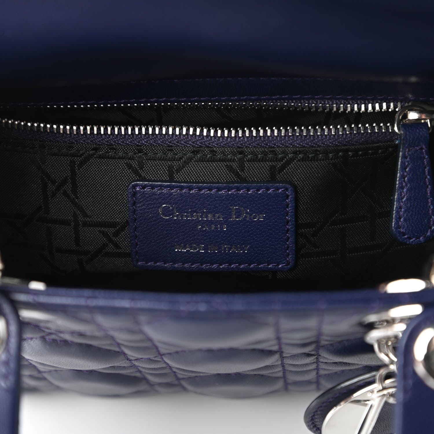 Christian Dior Lambskin Cannage Small Lucky Badges My Lady Dior Navy 8 of 11