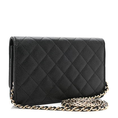 Chanel Caviar Quilted Crystal CC Wallet On Chain WOC Black 3 of 10