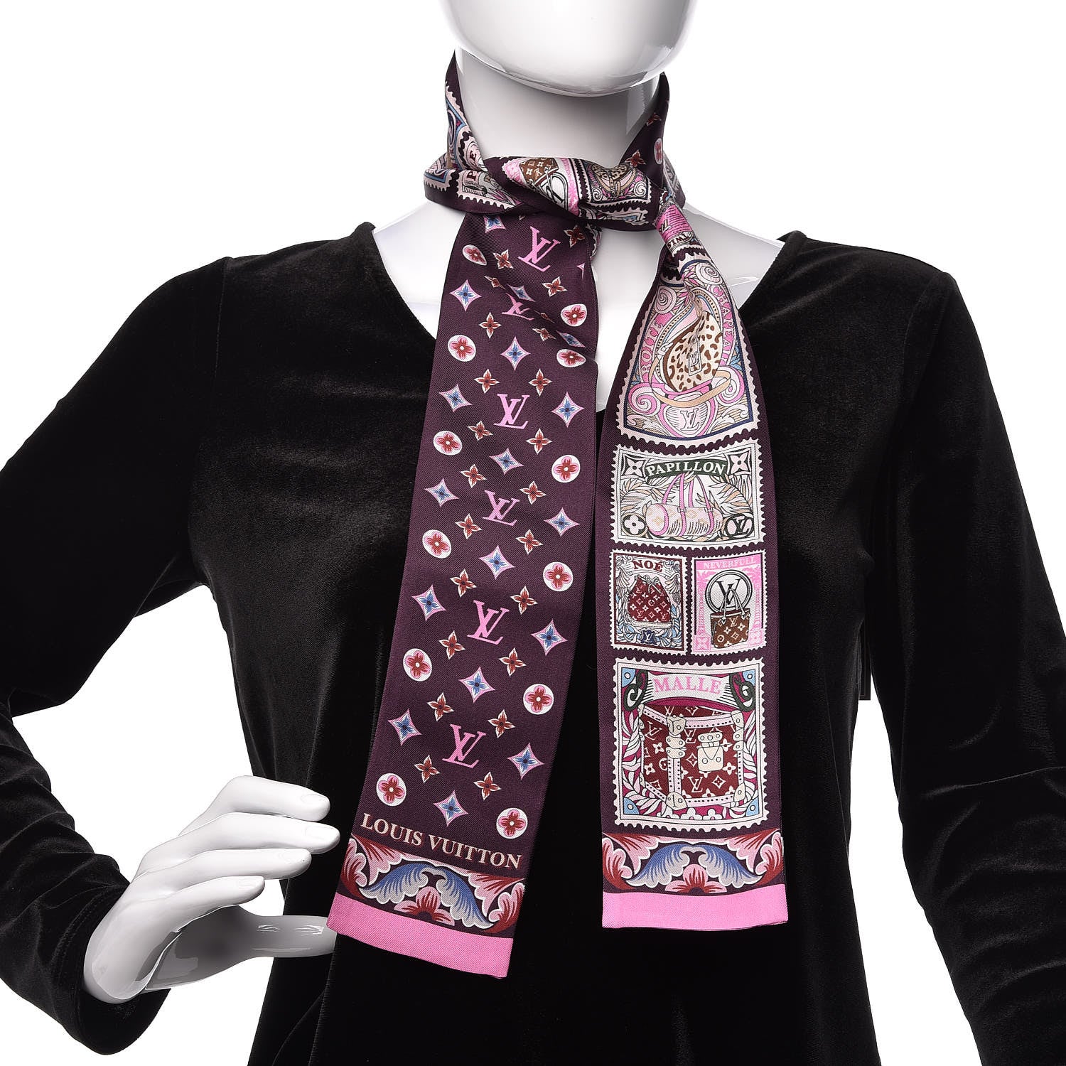 Louis Vuitton Silk Lettre A Louis Bandeau Bordeaux 2 of 4