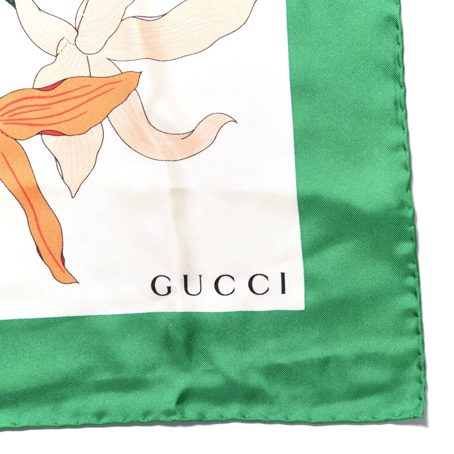 Silk Flora Gothic Square Scarf Ivory Dark Green