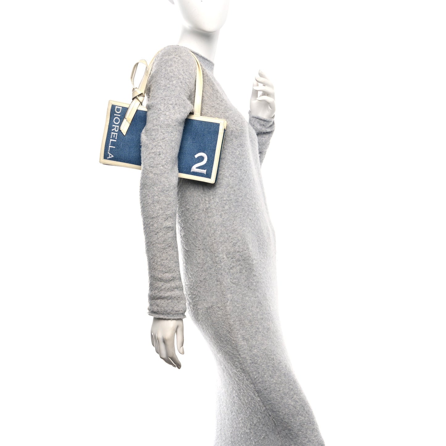 Denim Patent Diorella Rectangular Bag Blue