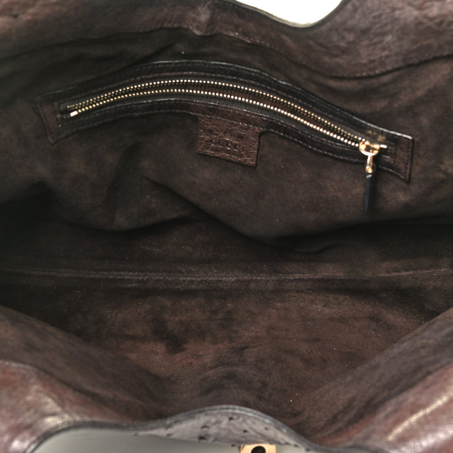 Ostrich Large Bardot Shoulder Bag Brown