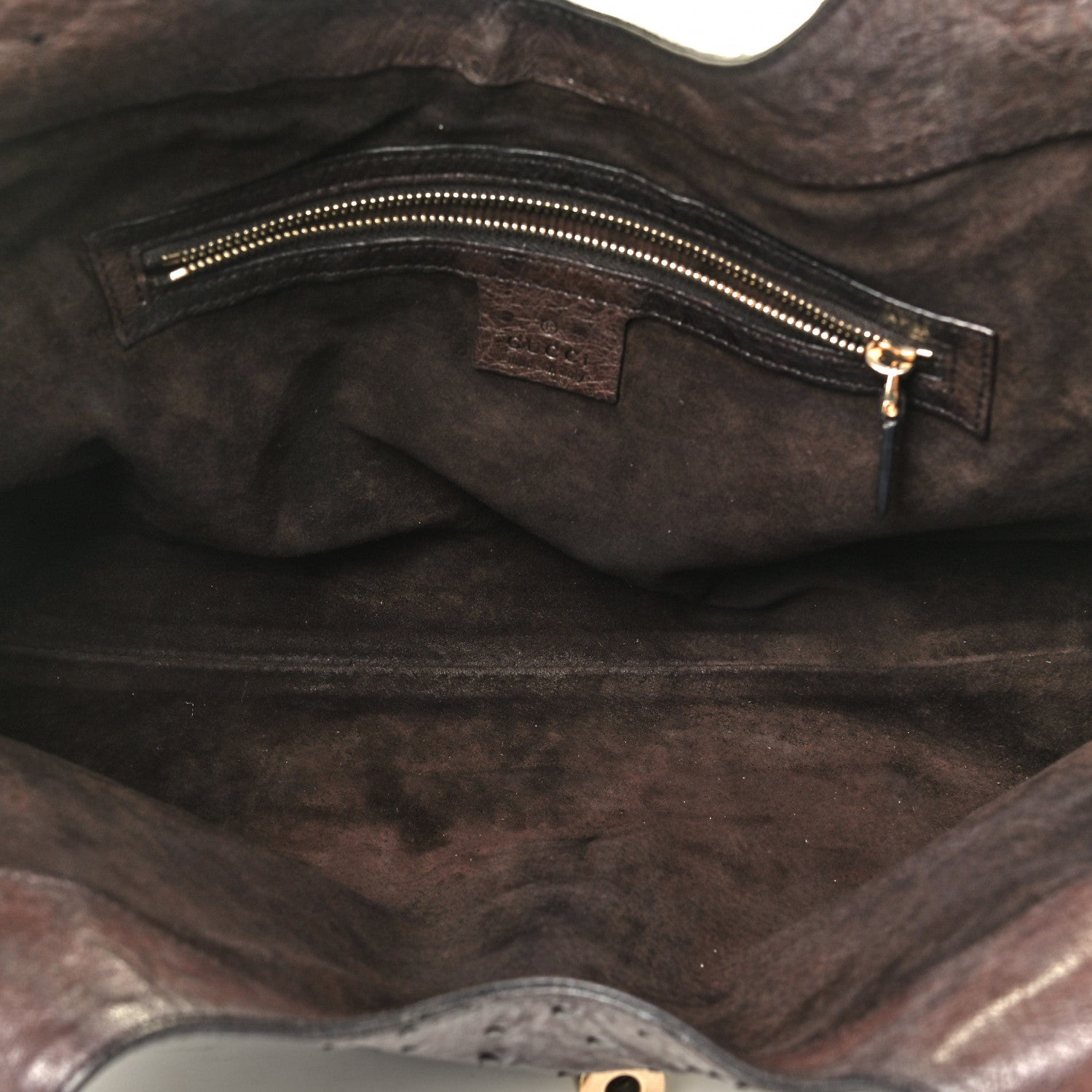 Gucci Ostrich Large Bardot Shoulder Bag Brown 4 of 4