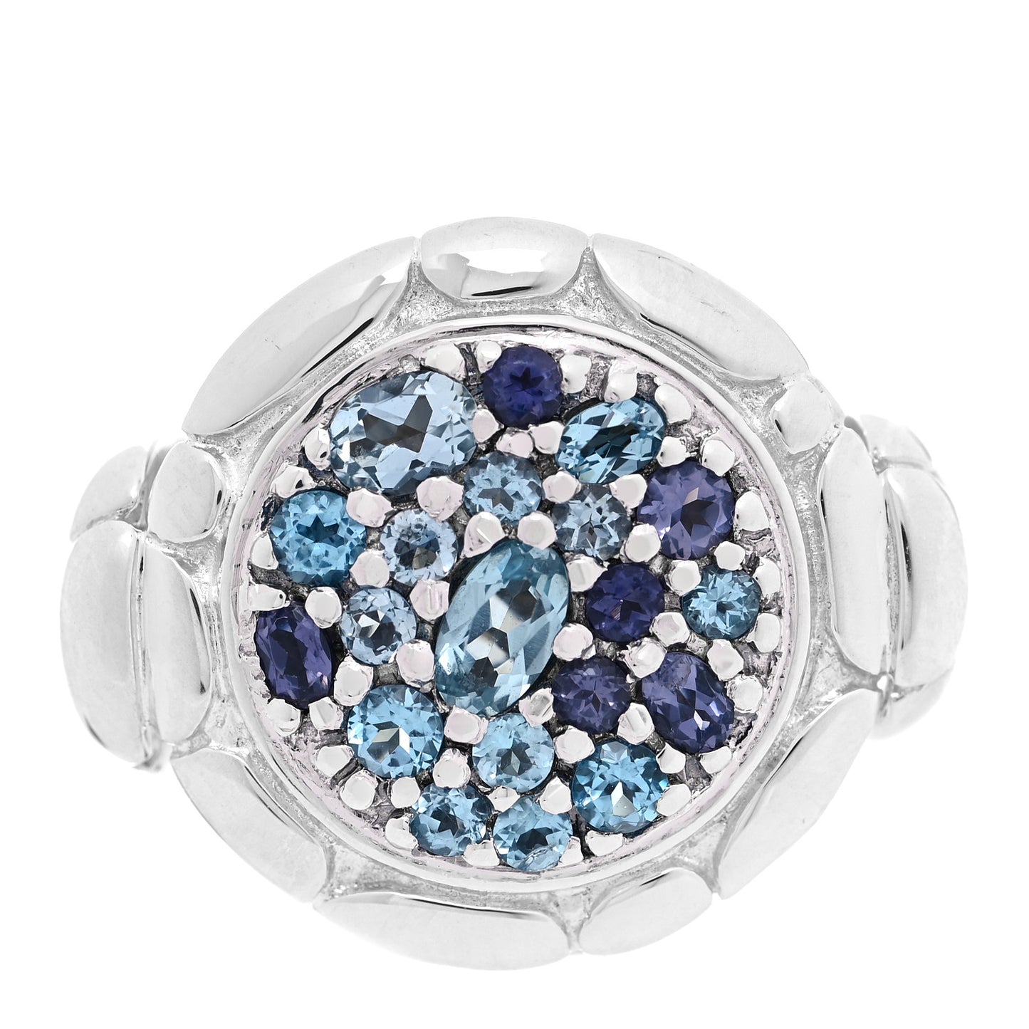 Sterling Silver Blue Topaz Iolite Aquamarine Kali Lavafire Ring 56 7.5