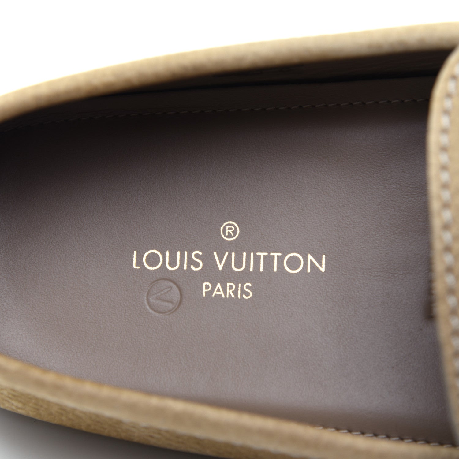 Louis Vuitton Nubuck Mens Hockenheim Moccasin Loafers 9 Beige 6 of 11