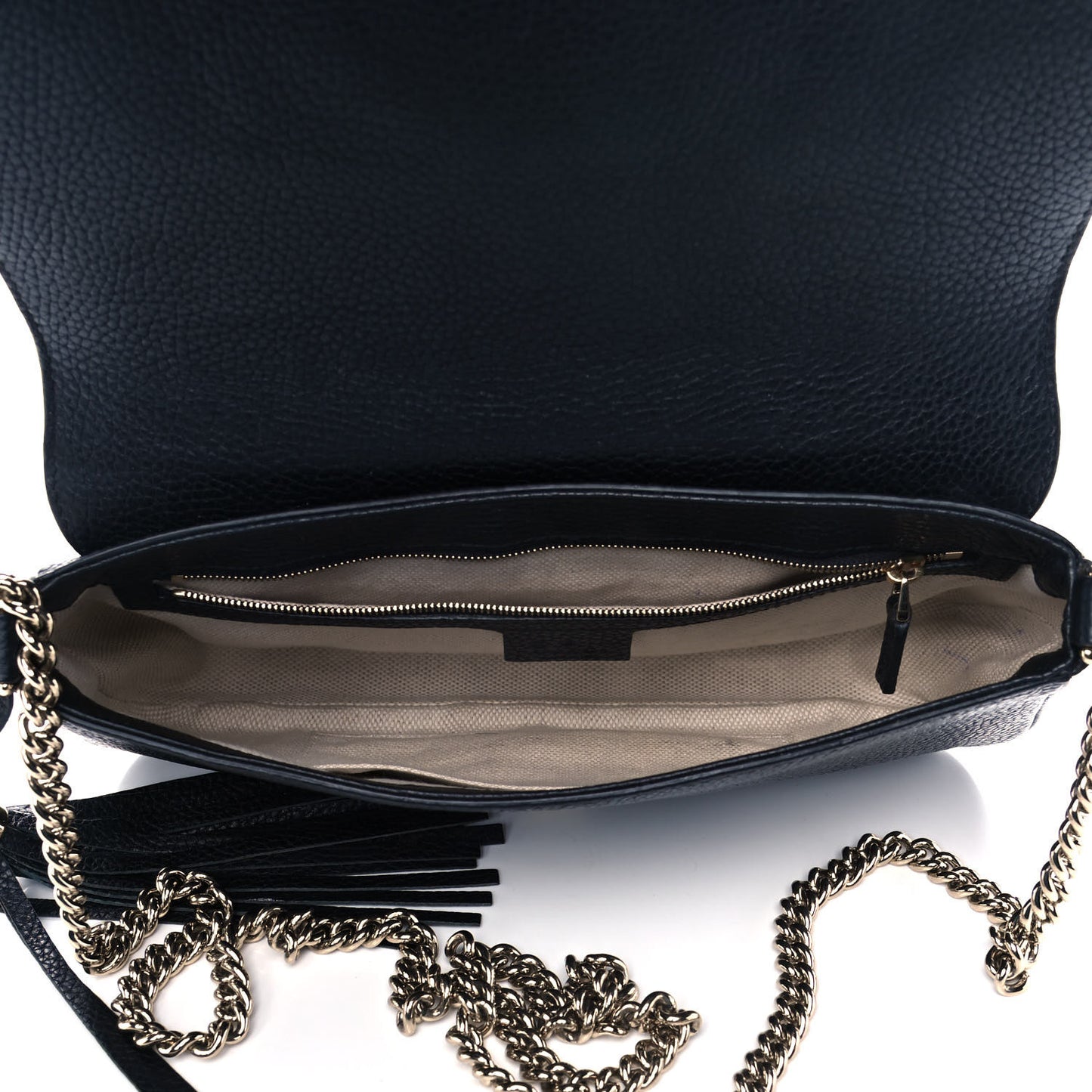 Pebbled Calfskin Medium Soho Flap Crossbody Black