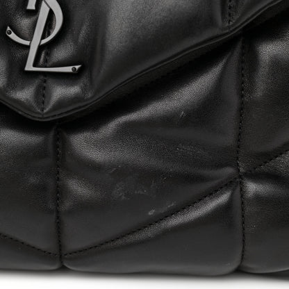 Saint Laurent Lambskin Quilted Medium Loulou Puffer Monogram Chain Satchel Black 9 of 9