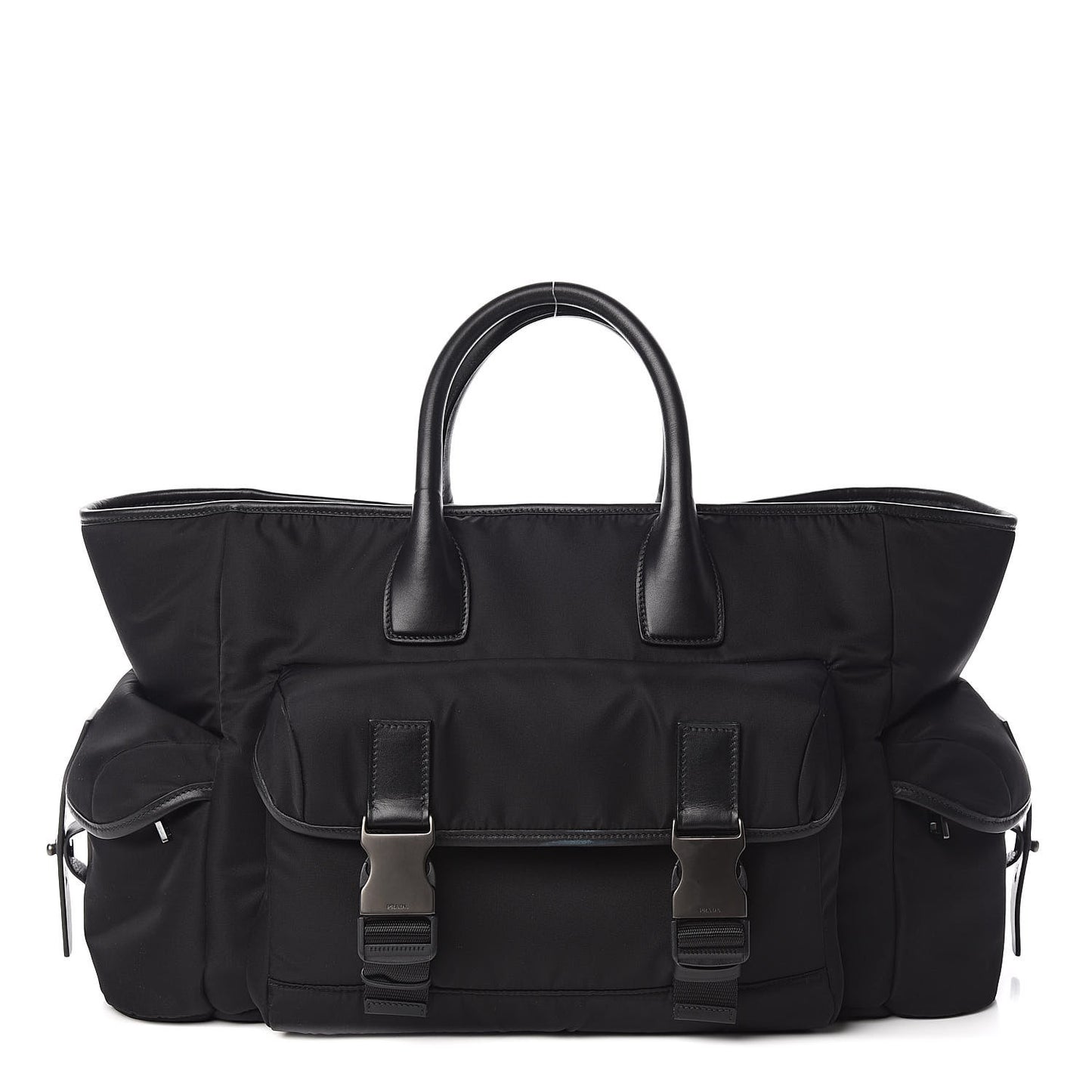 City Calf Tessuto Nylon Shopping Tote Black