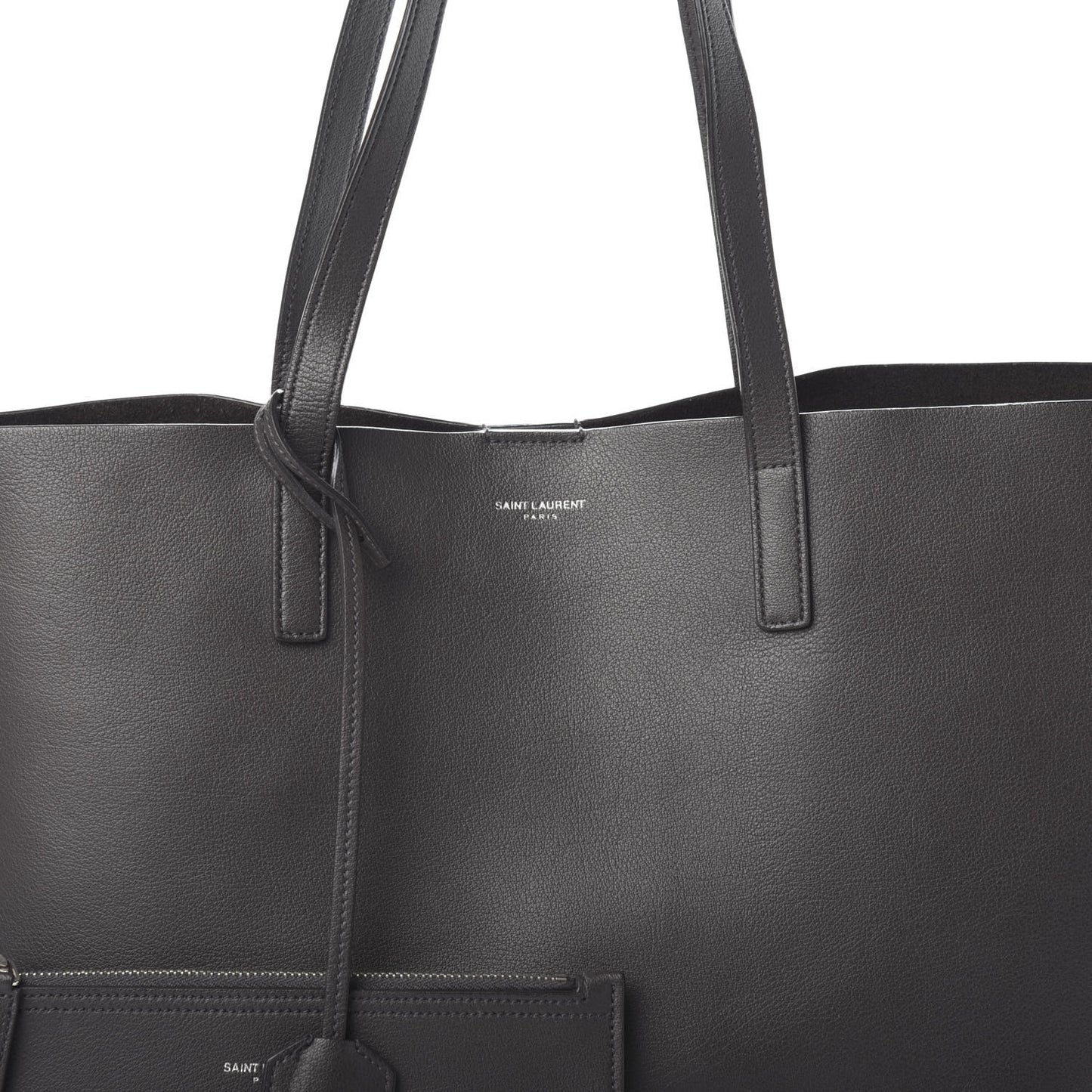 Calfskin Large Fringe Shopping Tote Dark Grey