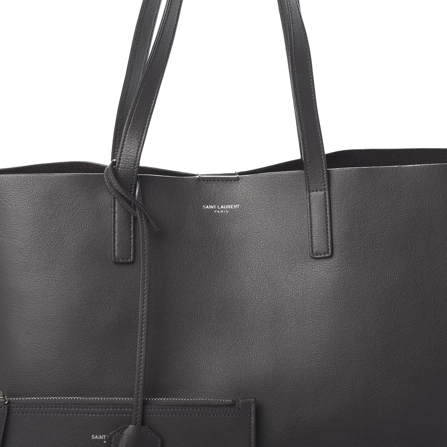 Saint Laurent Calfskin Large Fringe Shopping Tote Dark Grey 8 of 10
