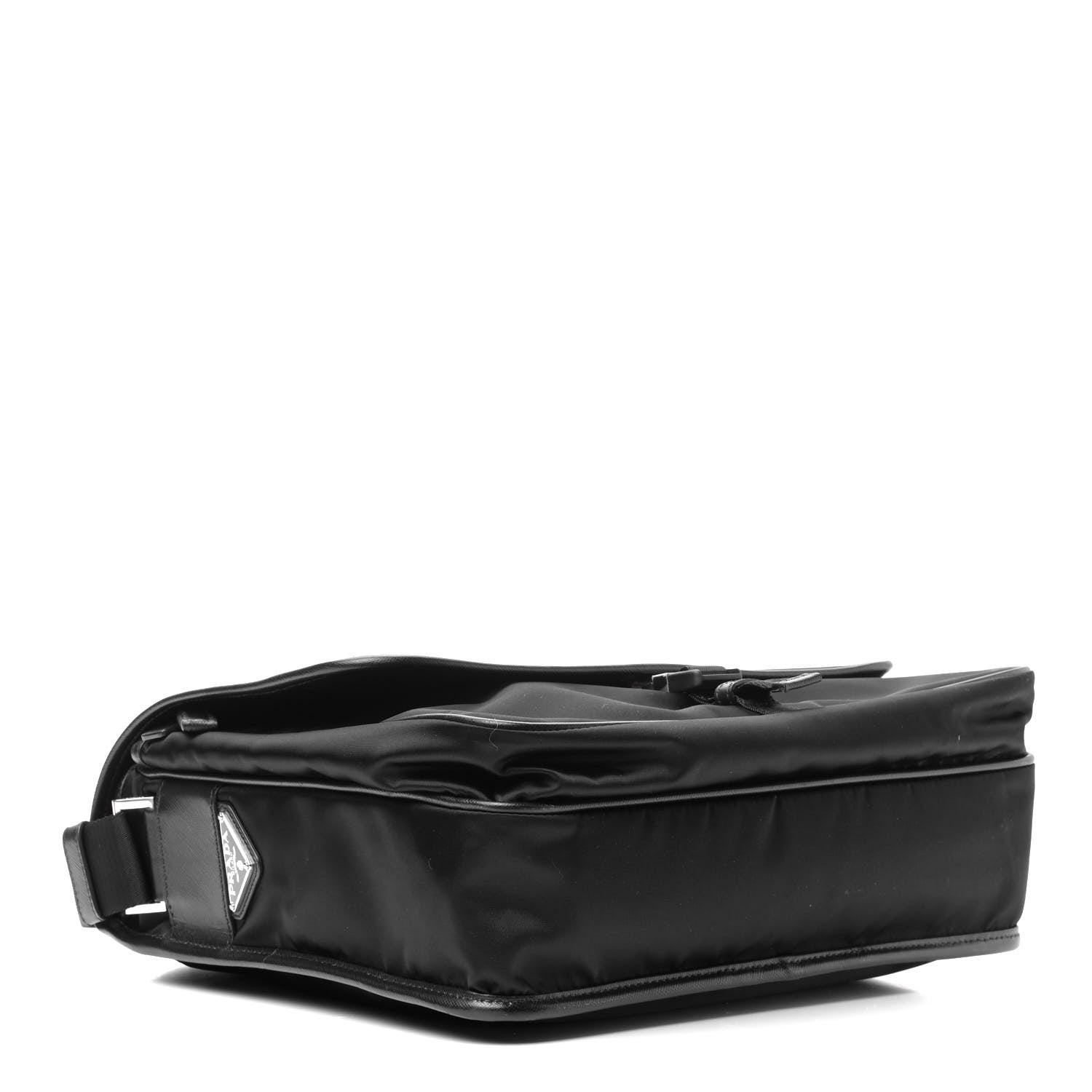 Prada Tessuto Nylon Saffiano Logo Messenger Bag Black 3 of 6