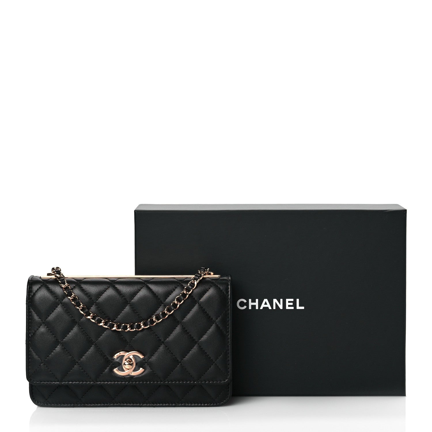 Chanel Lambskin Quilted Trendy CC Wallet On Chain WOC Black 12 of 12