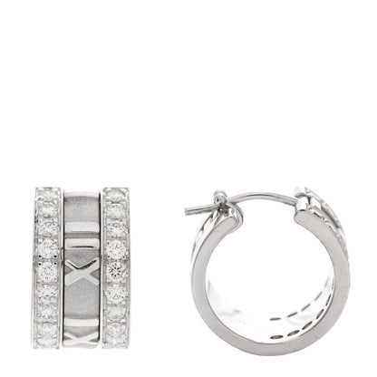 Tiffany 18K White Gold Diamond Atlas Hoop Earrings 1 of 5