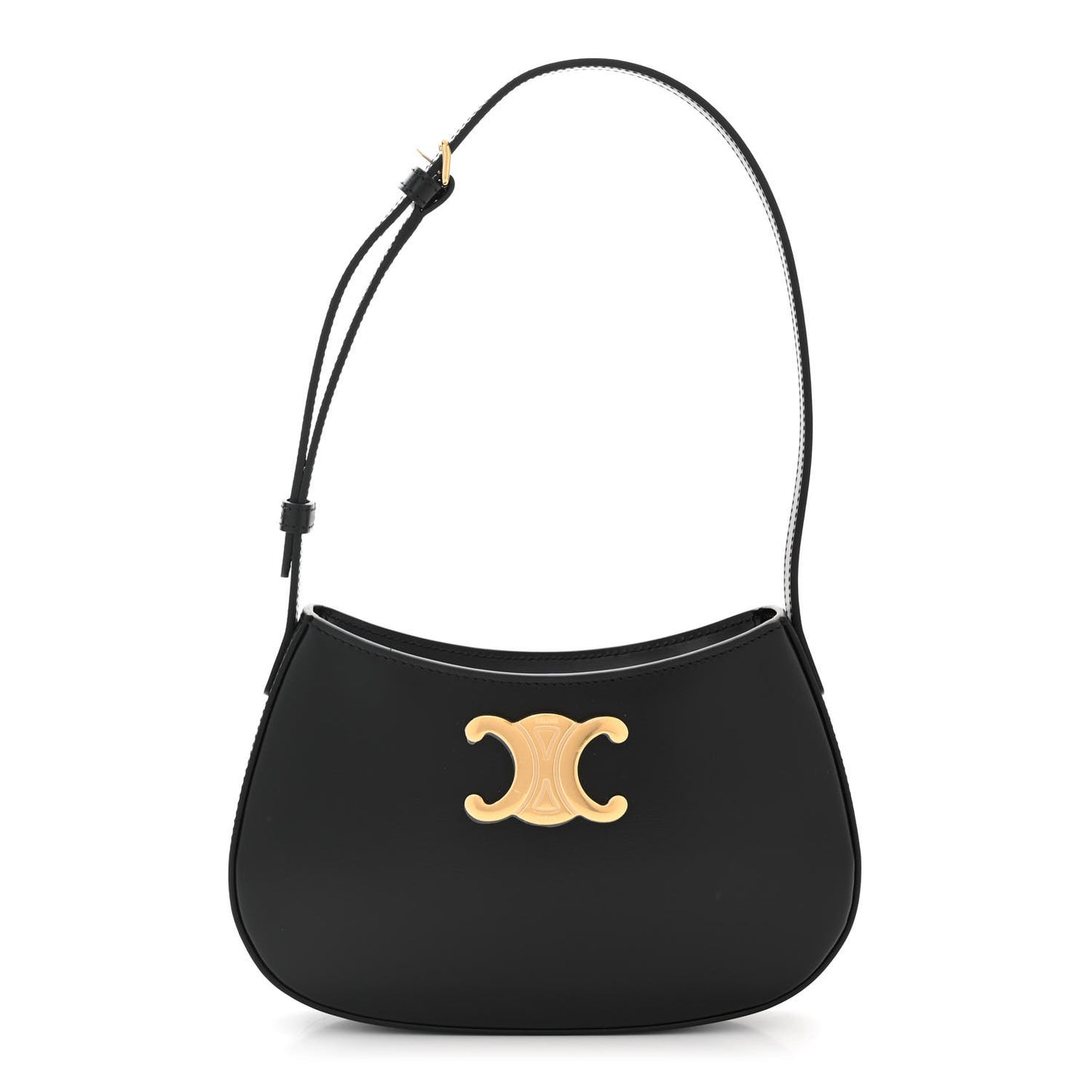 Shiny Calfskin Medium Tilly Triomphe Shoulder Bag Black