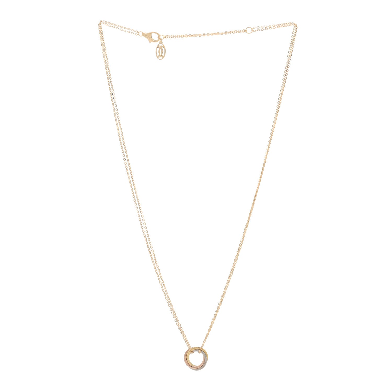 Cartier 18K Pink Yellow White Gold Trinity Double Chain Pendant Necklace 2 of 4