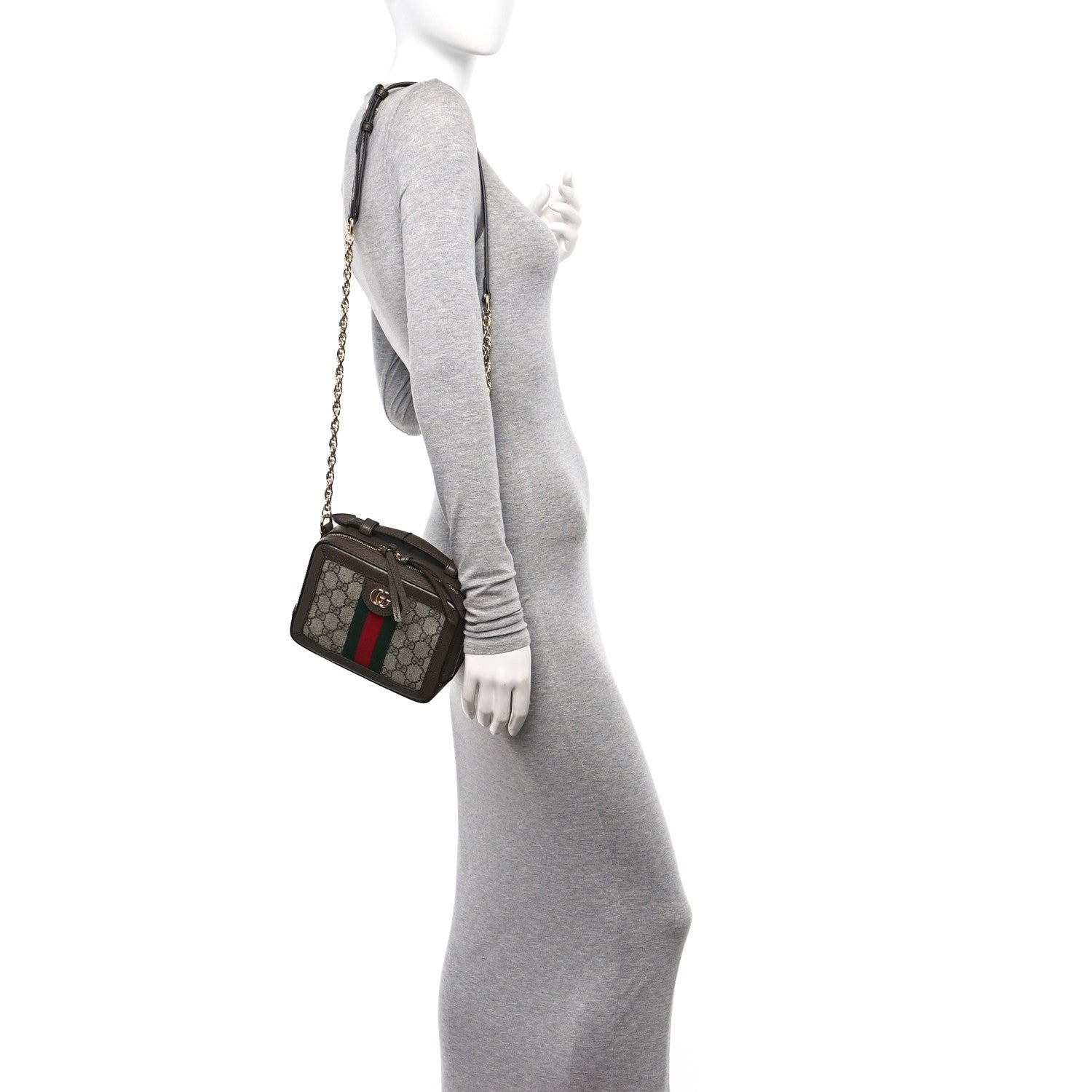 Gucci GG Supreme Monogram Mini Ophidia Top Handle Shoulder Bag Brown 2 of 10