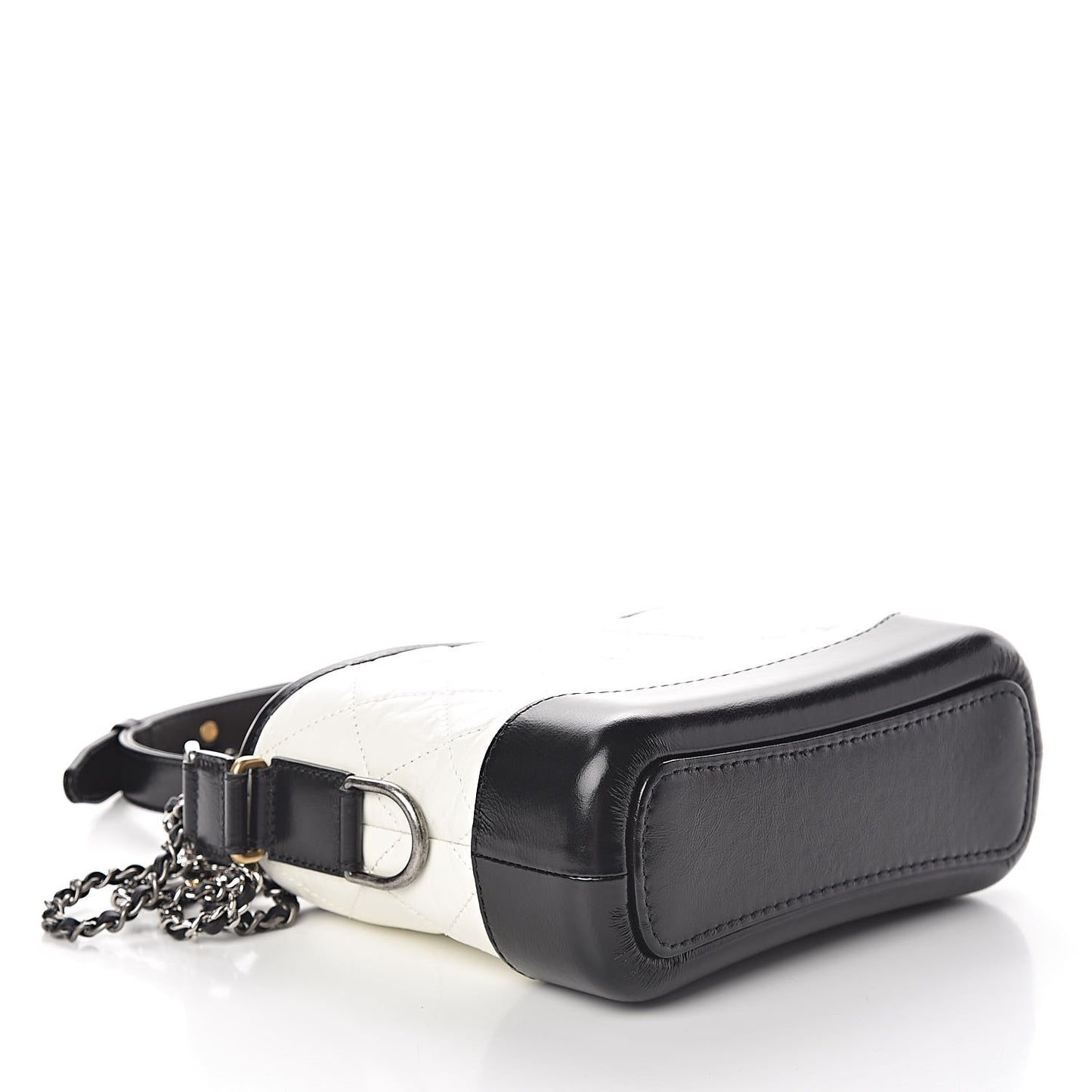 Aged Calfskin Quilted Small Gabrielle Hobo Black White