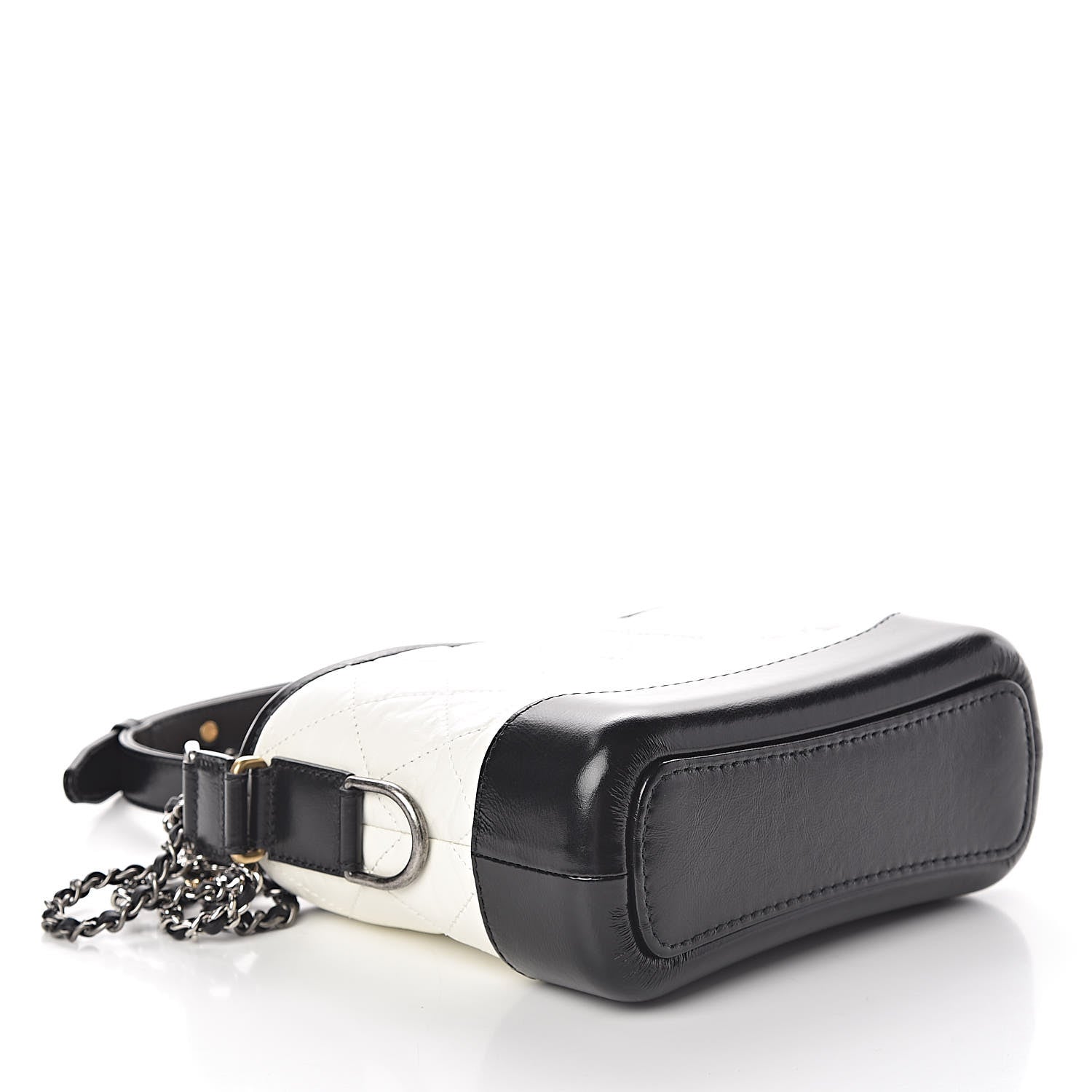 Chanel Aged Calfskin Quilted Small Gabrielle Hobo Black White 4 of 11