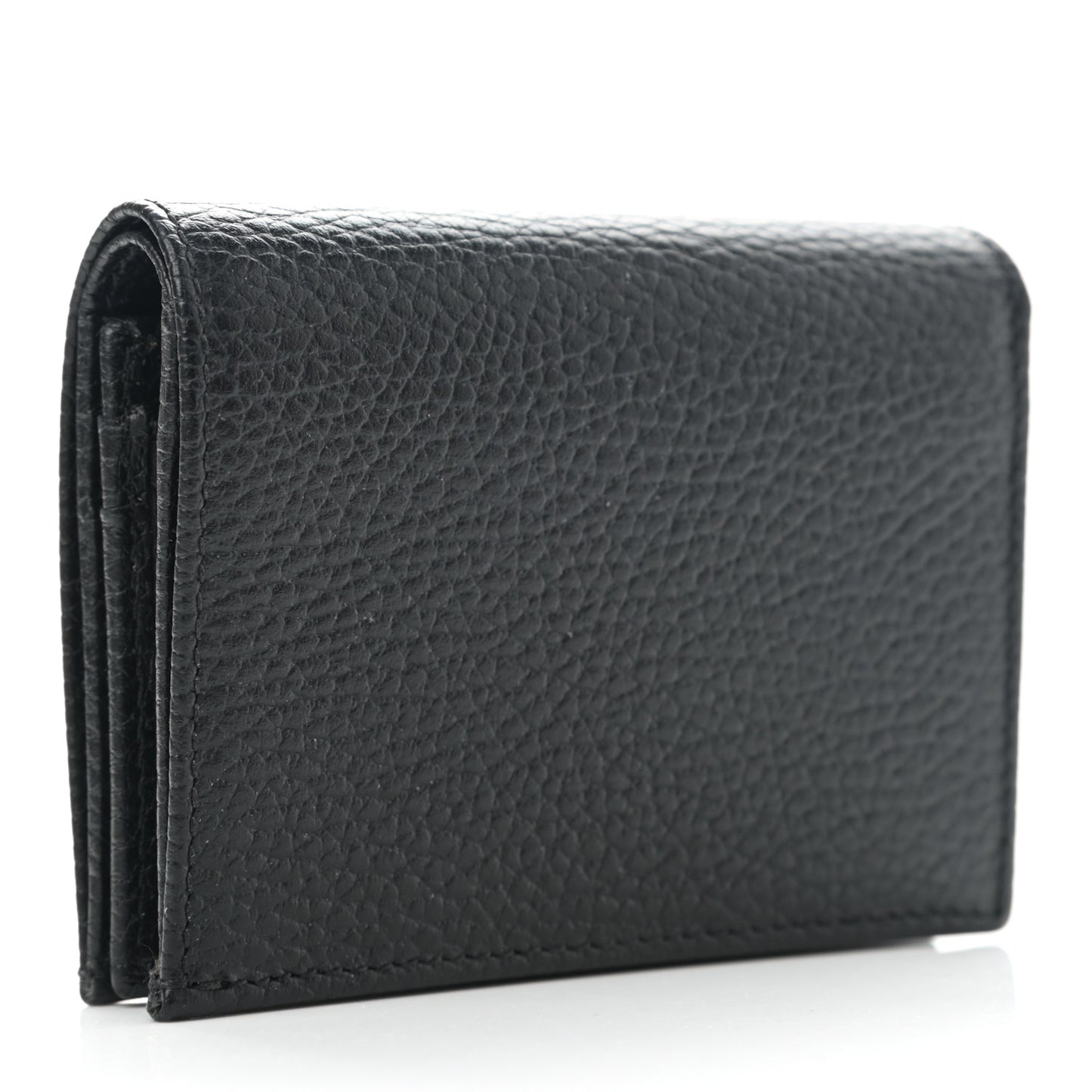 Dollar Calfskin Enamel Monochrome GG Marmont Card Case Black