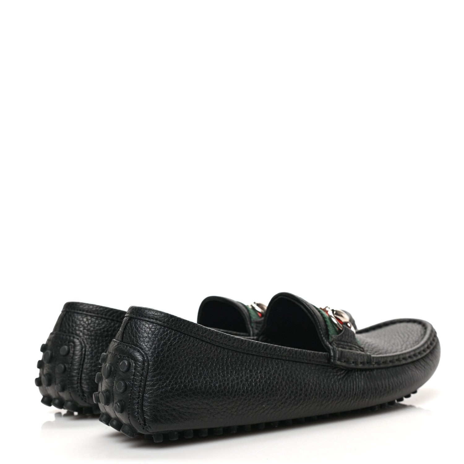 Gucci Road Calfskin Web Womens Horsebit Driver Loafers 38 Black 4 of 8